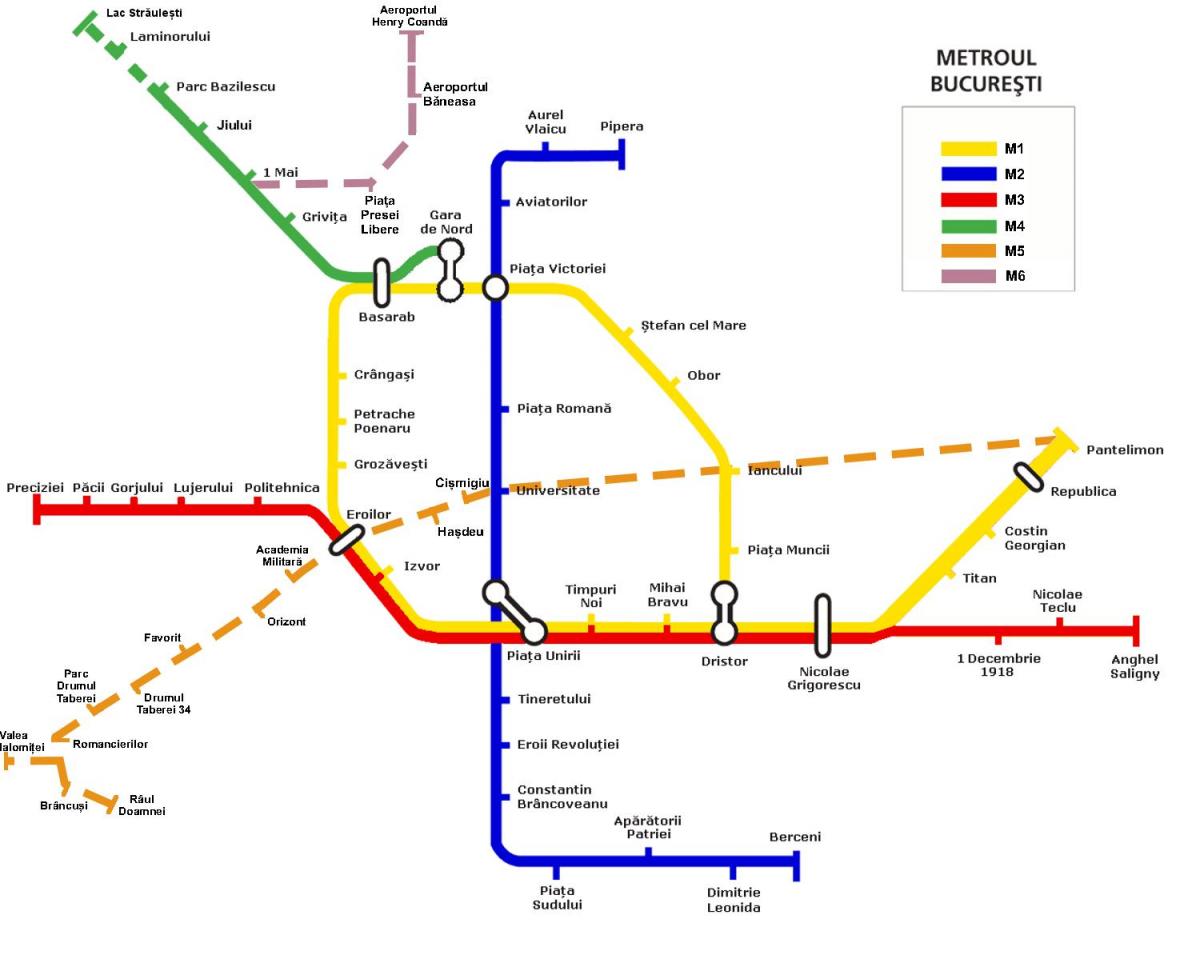 metro zemljevid v bukarešti v romuniji