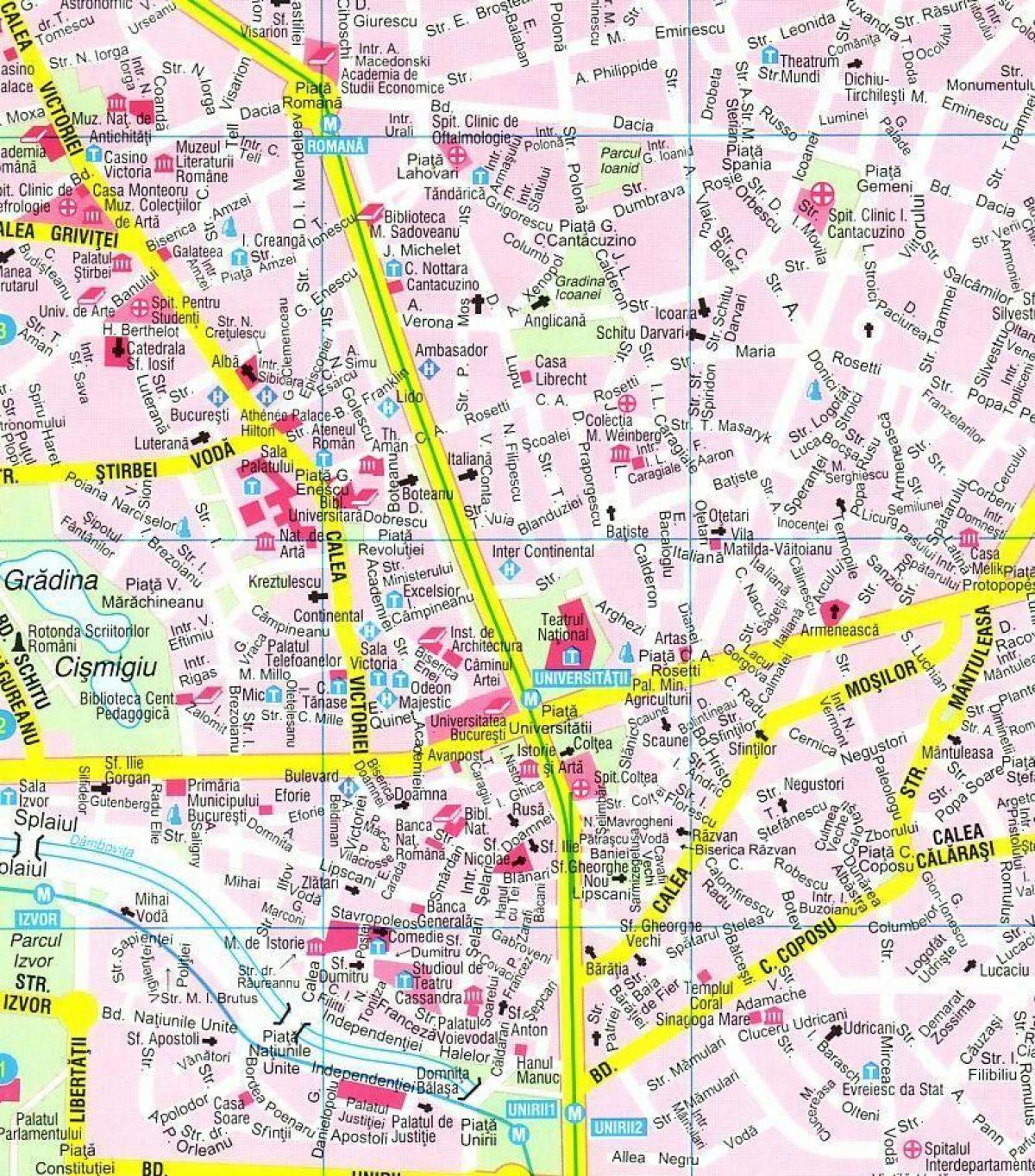 zemljevid bukarešti mestno središče