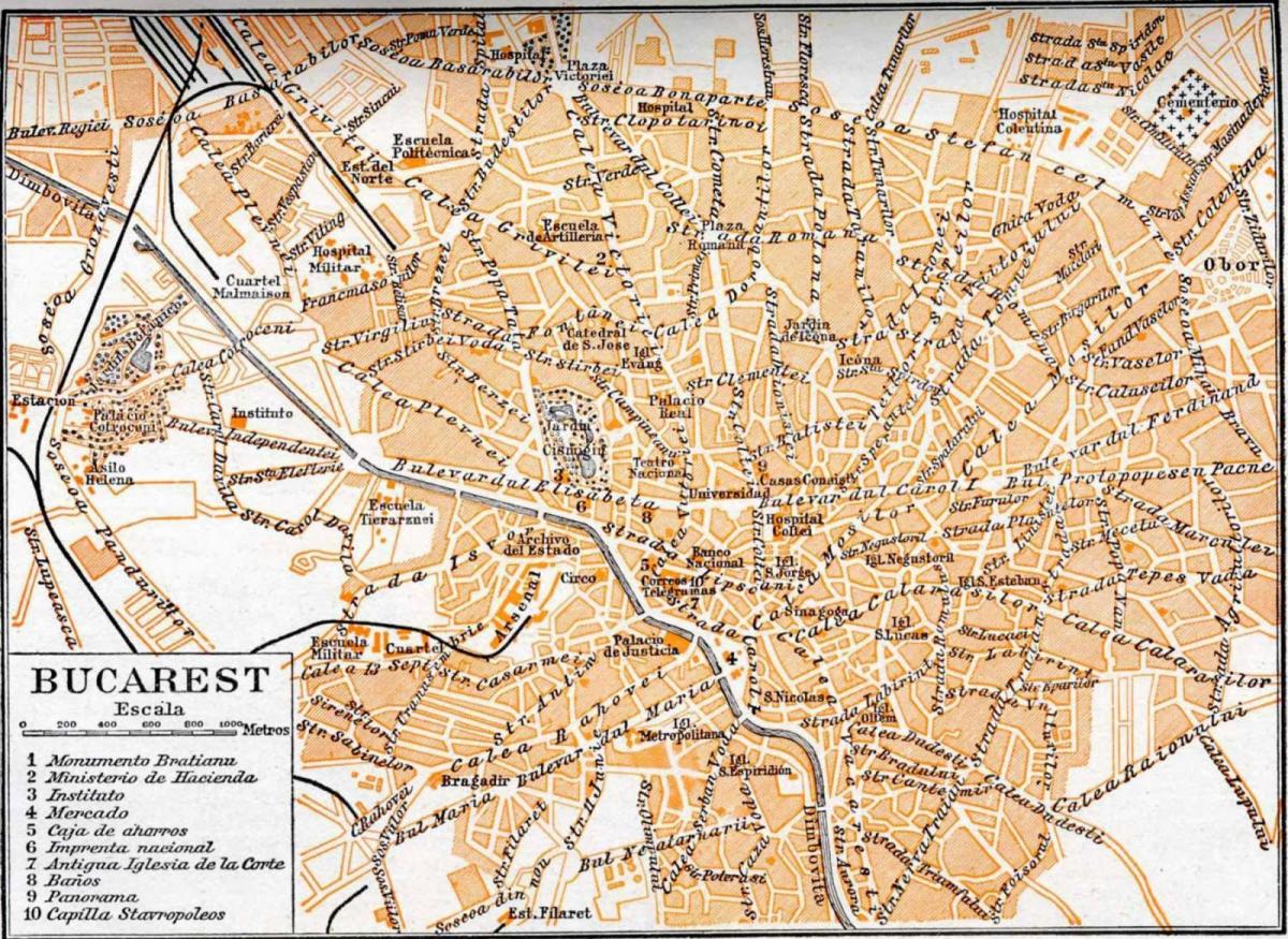 staro mesto bukarešta zemljevid