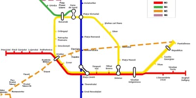 Metro zemljevid v bukarešti v romuniji
