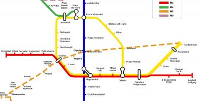 Metro zemljevid v bukarešti v romuniji